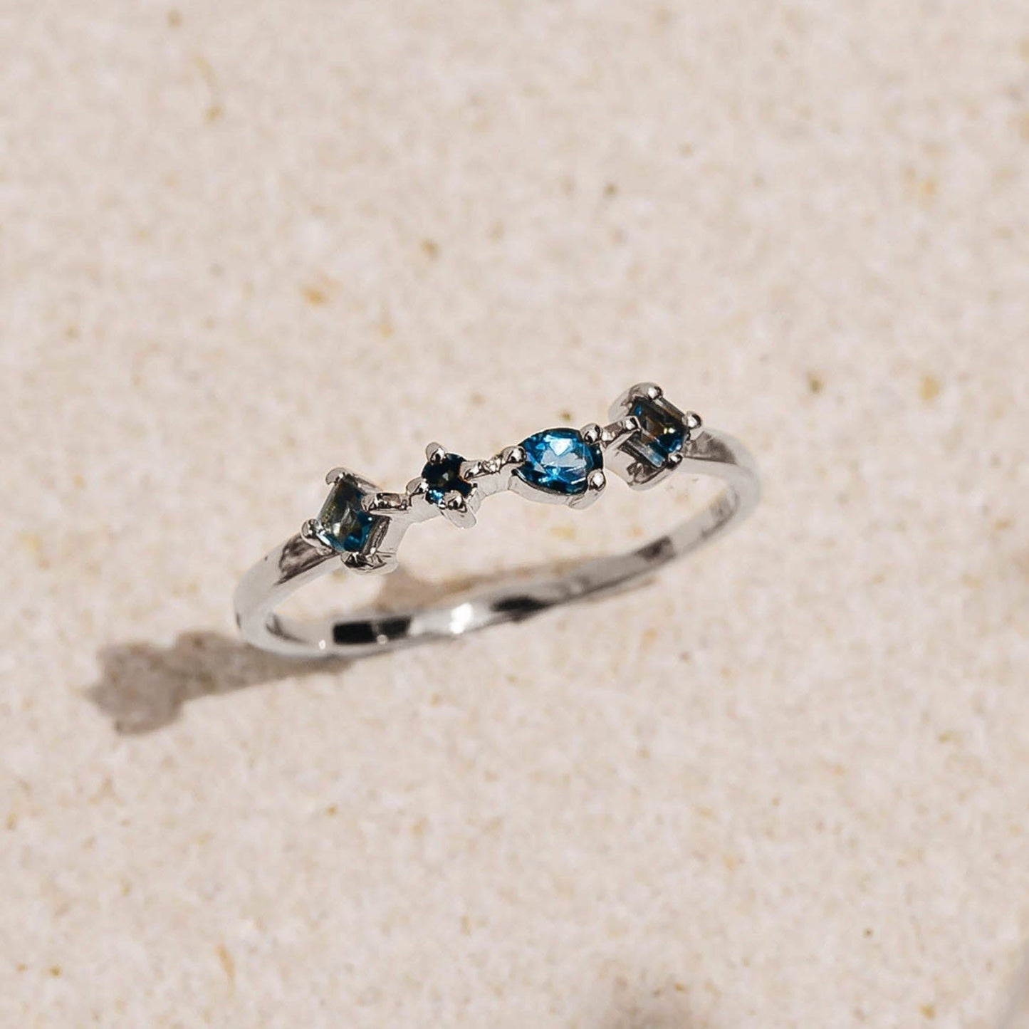 White Gold London Blue Topaz Ring - Ilse Luxe