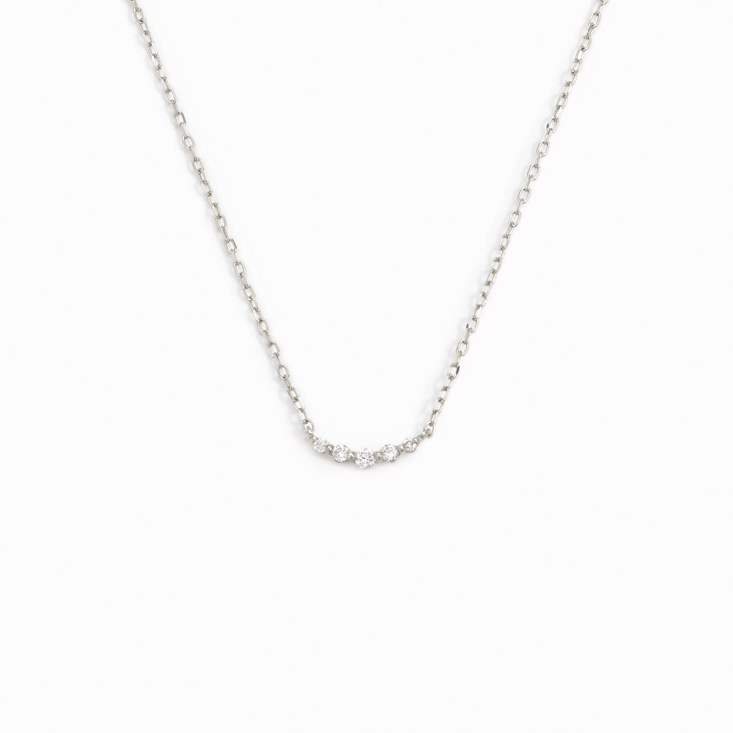 Diamond Curved Bar Necklace White Gold - Jemma