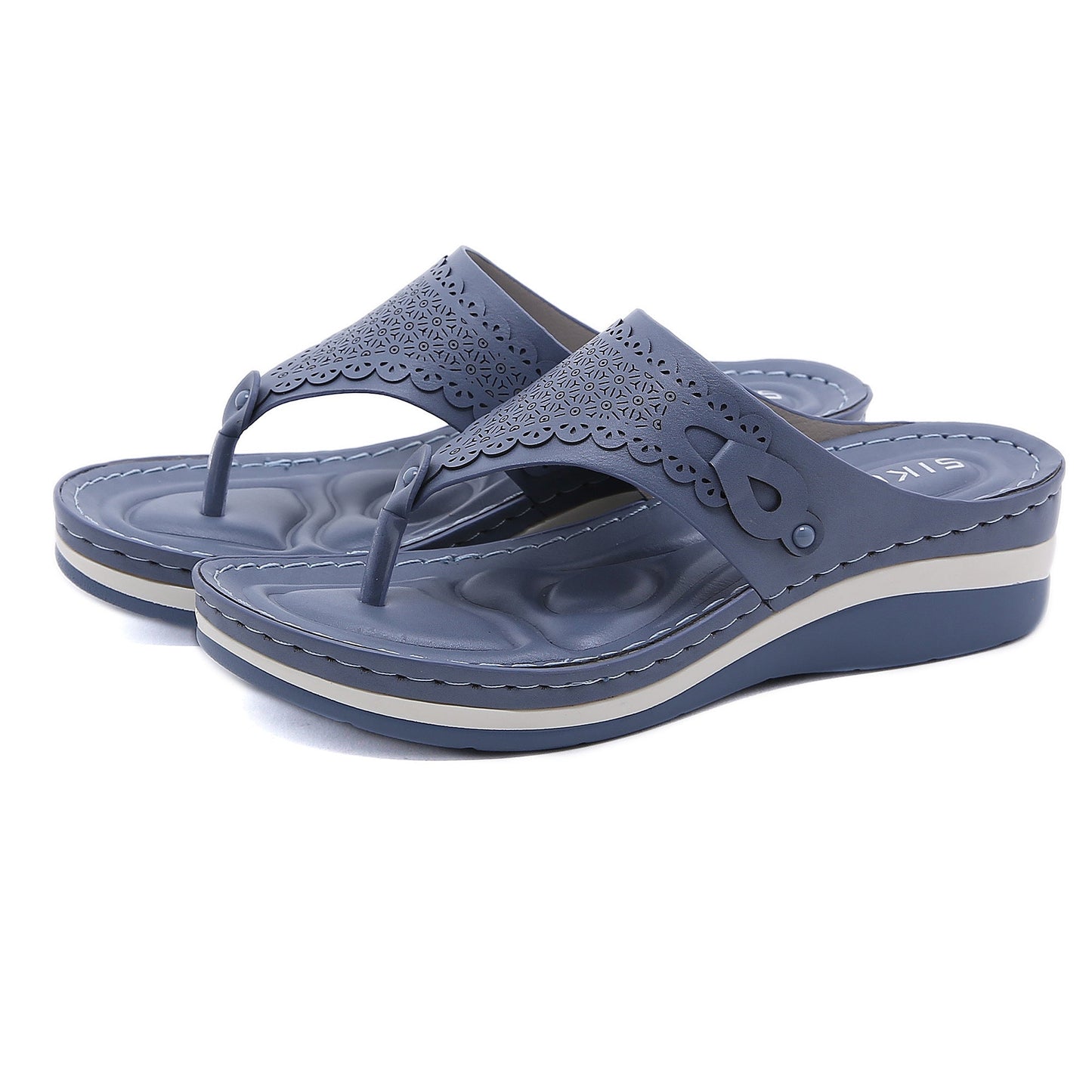 SIKETU | Floral Perforated Flip Flop Sandals