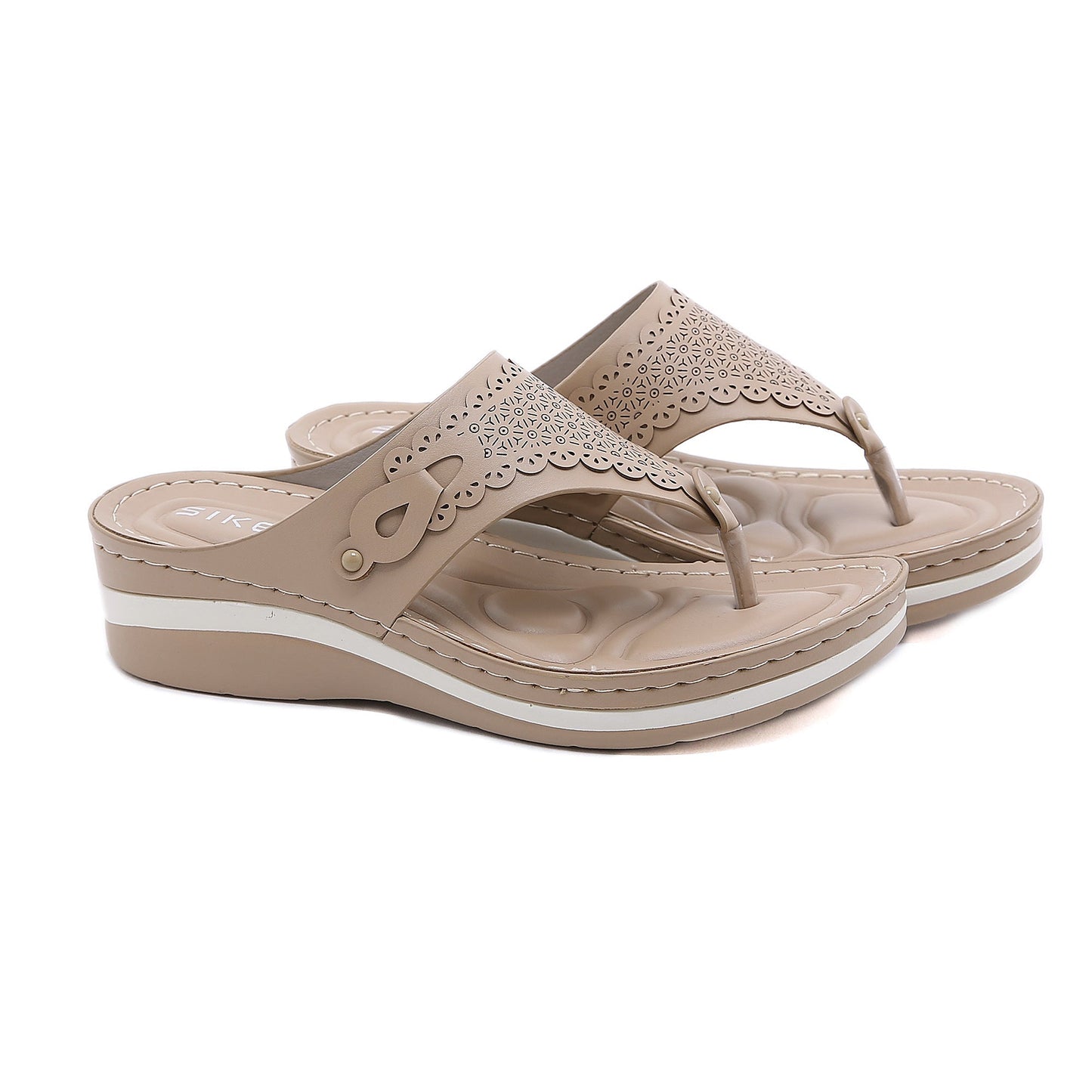 SIKETU | Floral Perforated Flip Flop Sandals