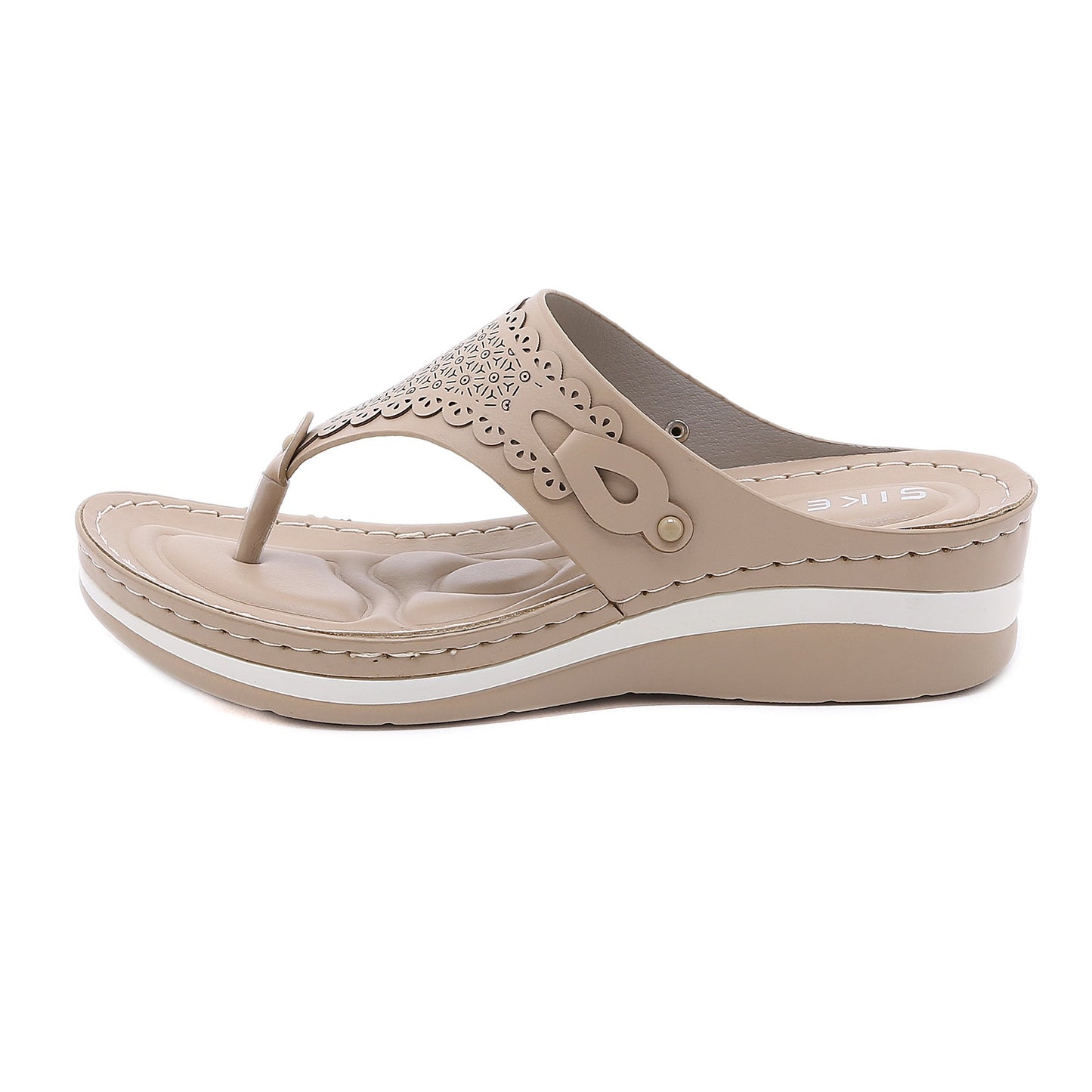 SIKETU | Floral Perforated Flip Flop Sandals