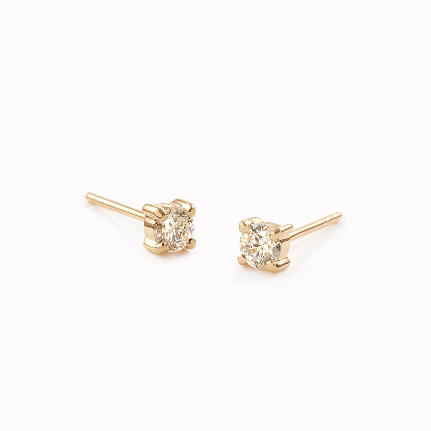 14k Yellow Gold Diamond Stud Earrings 3mm - Aria