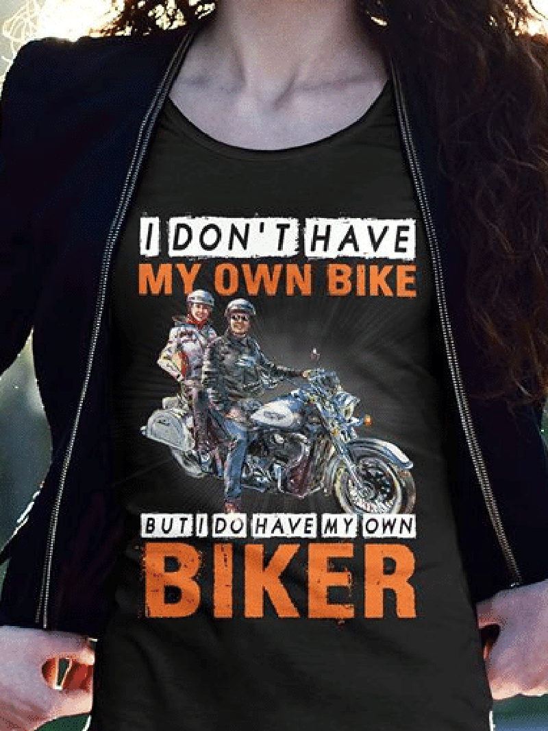 Biker Couple Letter Printed T-Shirt