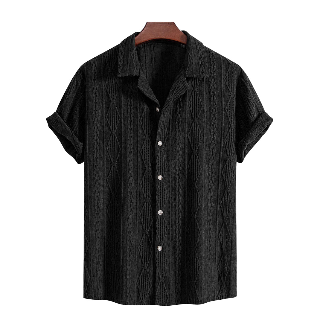 Noble Wear Geometric Jacquard Cuban Shirt