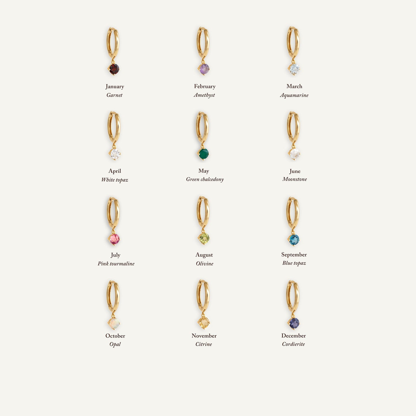 September Birthstone Drop Huggie Earrings - London Blue Topaz