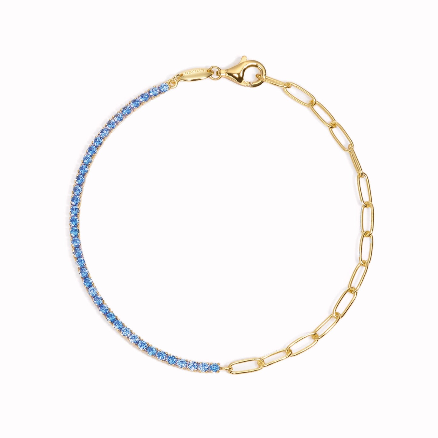 Gold Tennis Bracelet (Half) - Blue