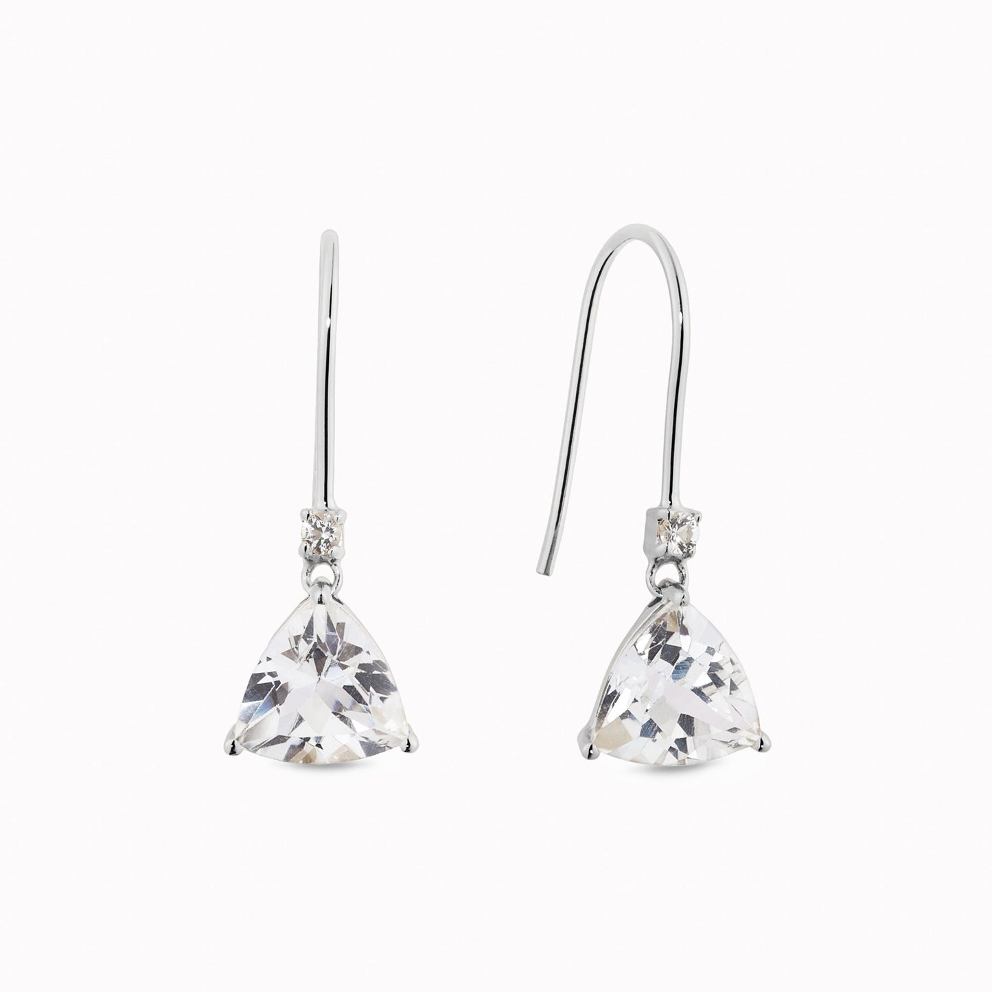 Trillion Cut Earrings White Topaz Silver - Tuva