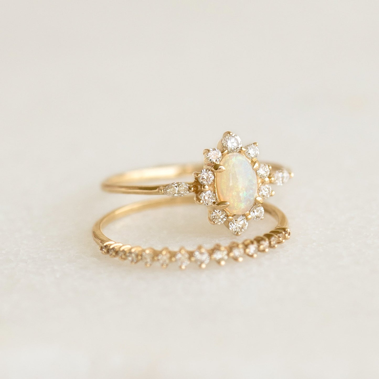 Sunburst Opal Halo Ring - Solana