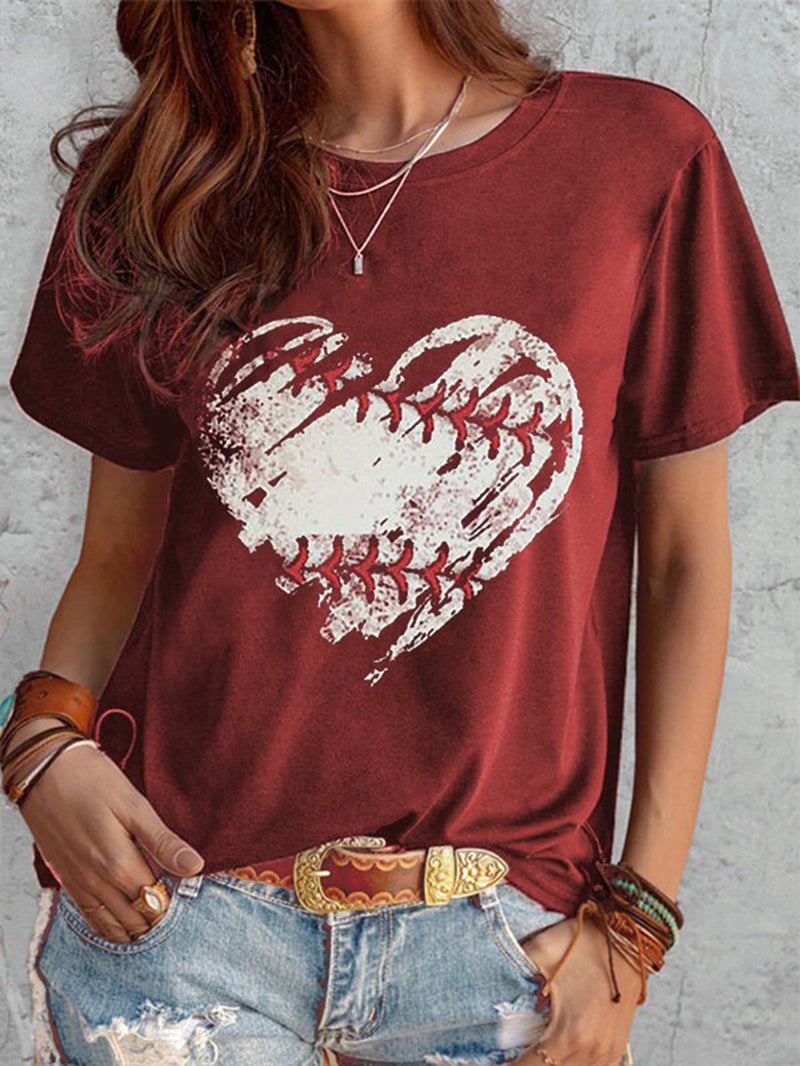 Heart Printed Fashion Casual T-Shirt