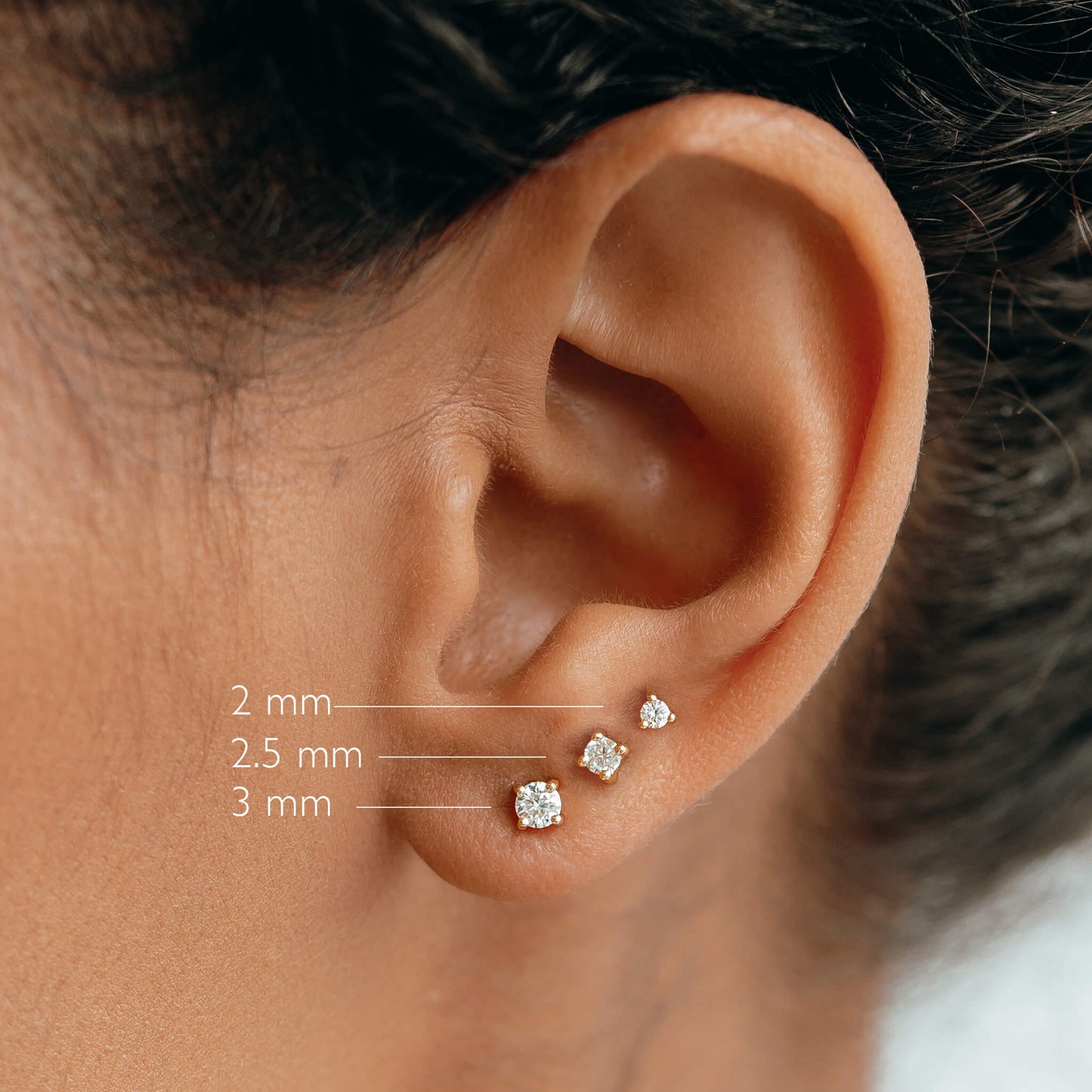 14k Yellow Gold Diamond Stud Earrings 3mm - Aria