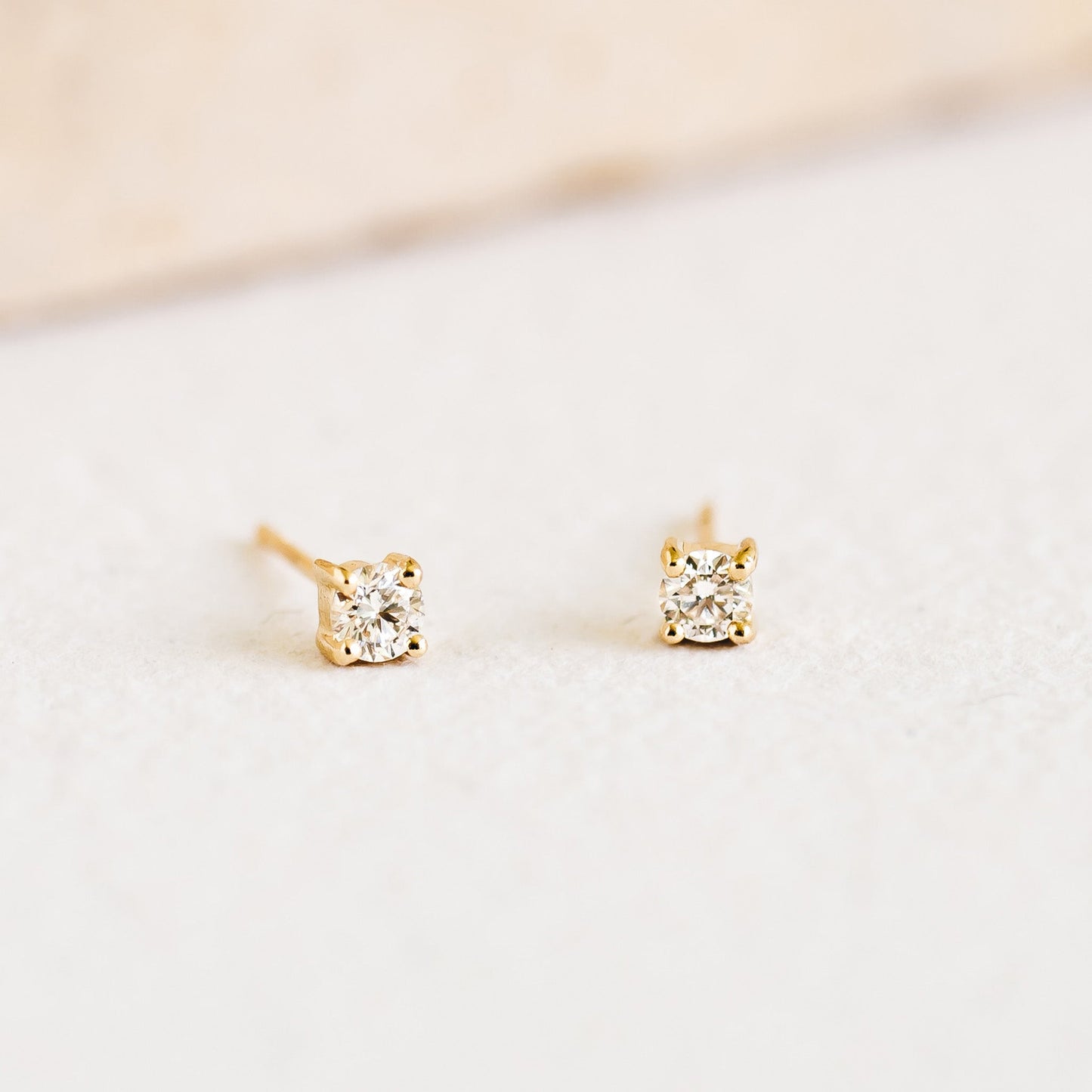 14k Yellow Gold Diamond Stud Earrings 3mm - Aria
