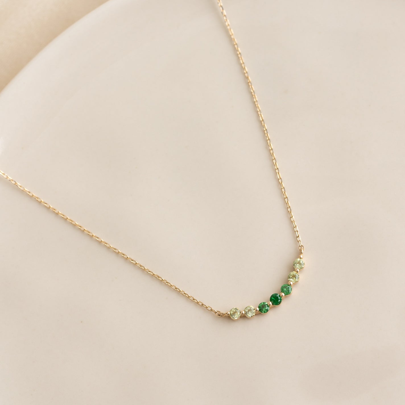 August Birthstone Necklace 14k Gold - Ombre Tsavorite
