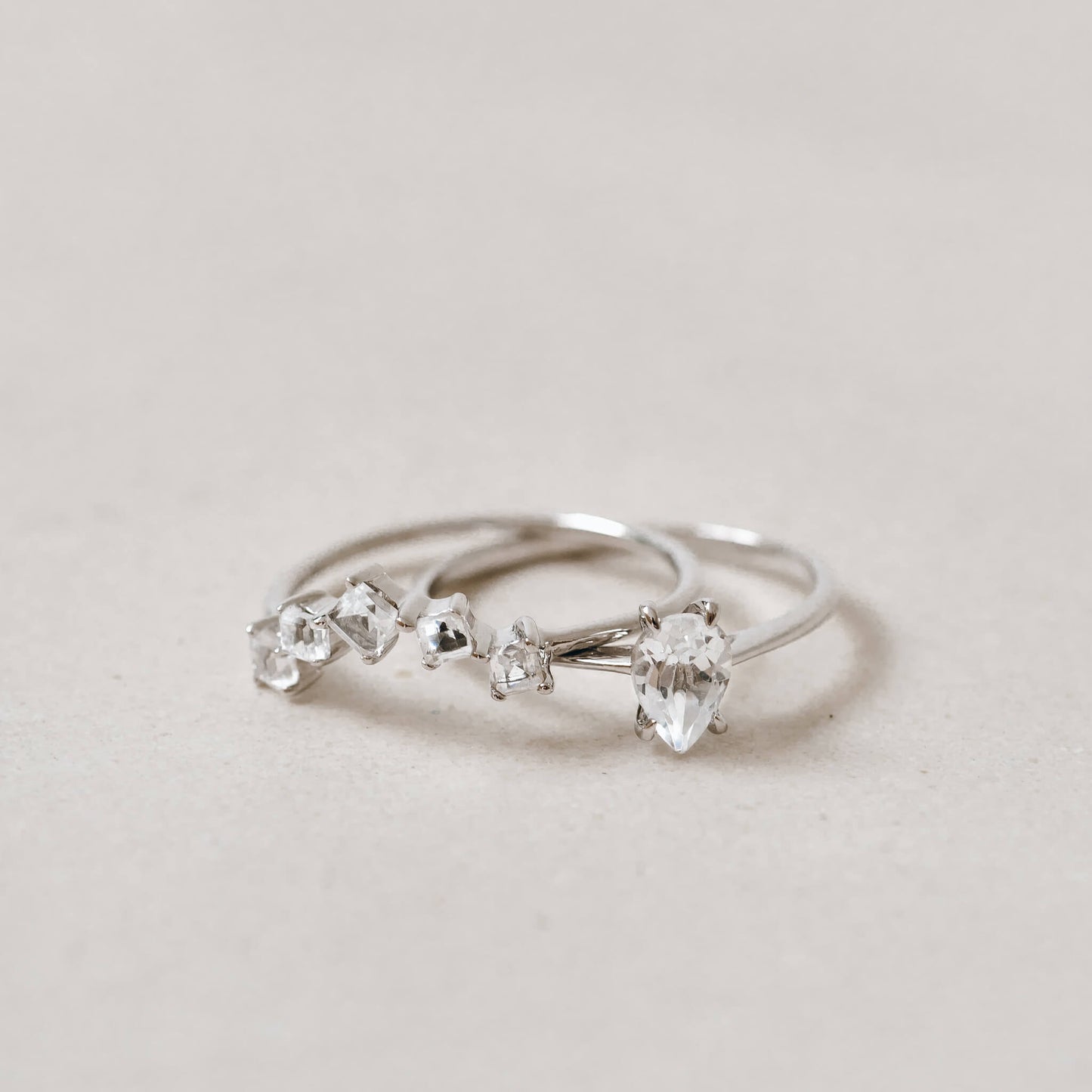 White Topaz Silver Ring - Aurora