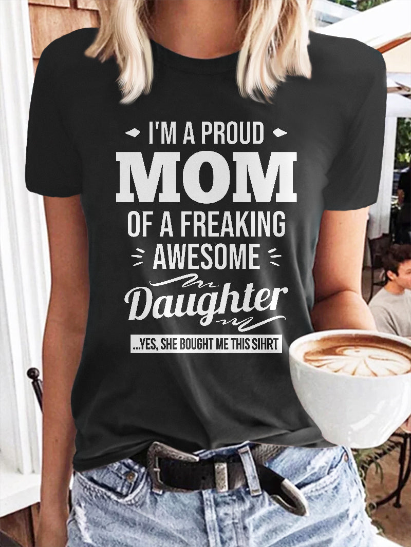 MOM AND DAUGHTER printed short-sleeved women's funny T-shirt