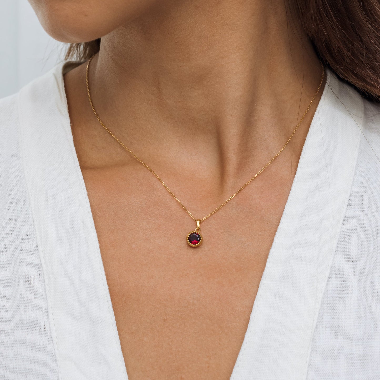 January Birthstone Necklace - Garnet