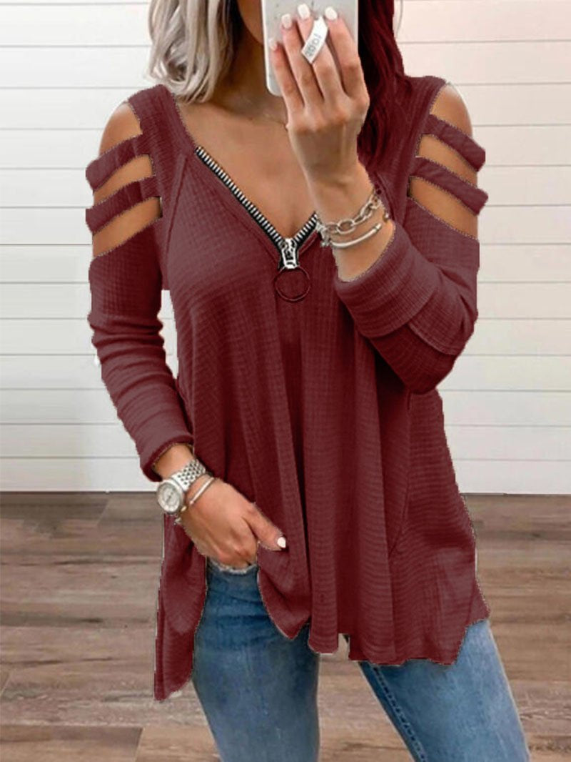 Women's Strapless V-neck Long Sleeve Blouses