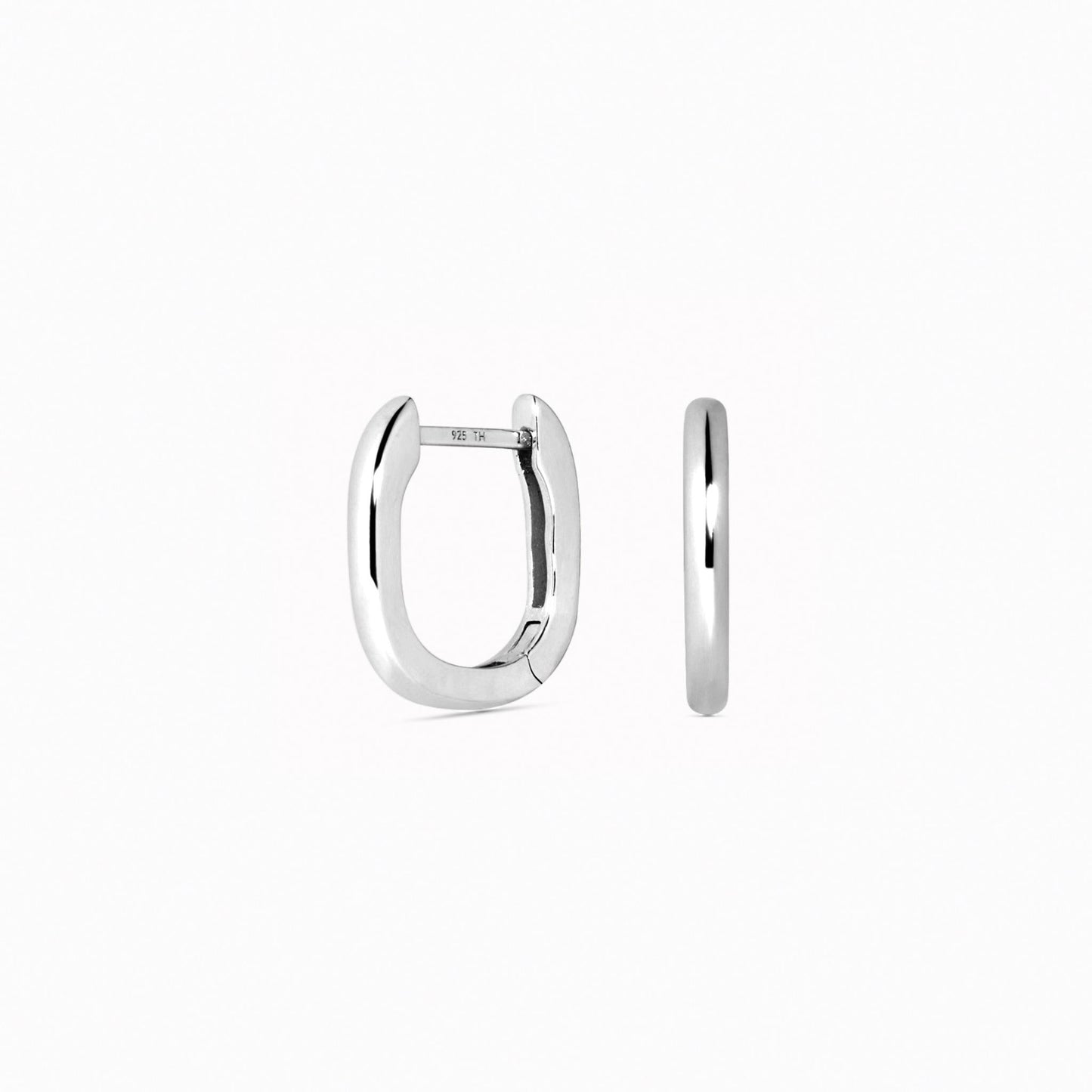 Square Huggie Earrings Silver - Amelia