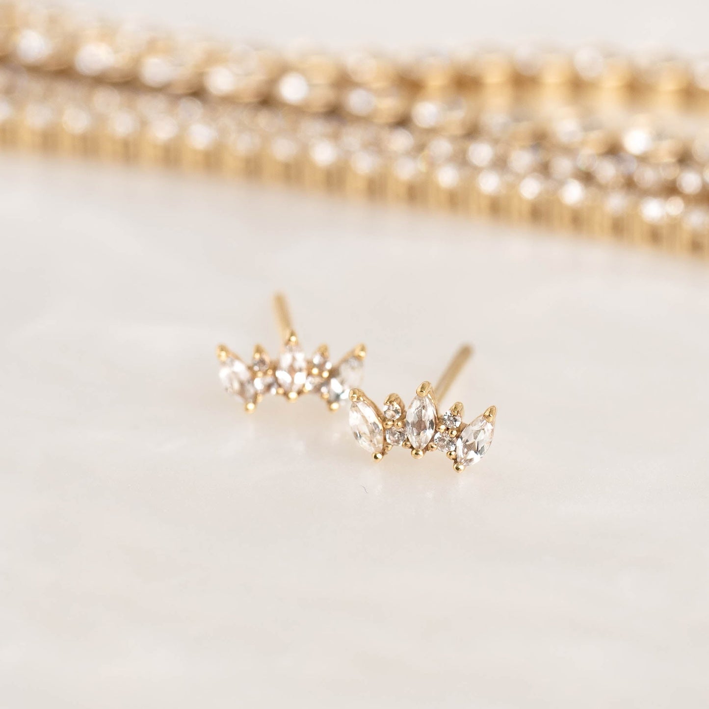 Marquise Cluster Gemstone Stud Earrings - Lykke
