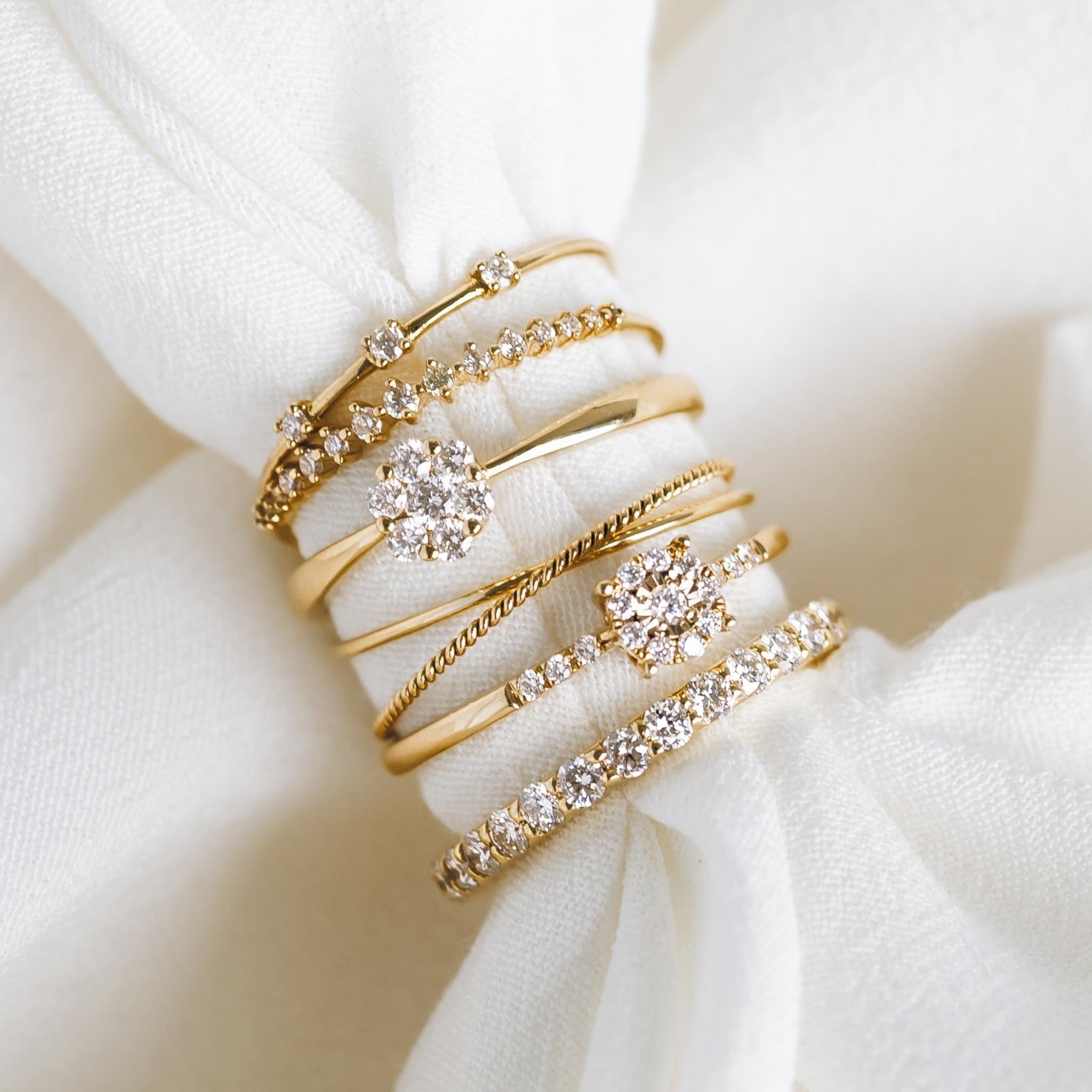 Round Cluster Diamond Ring 14k Gold - Zaira