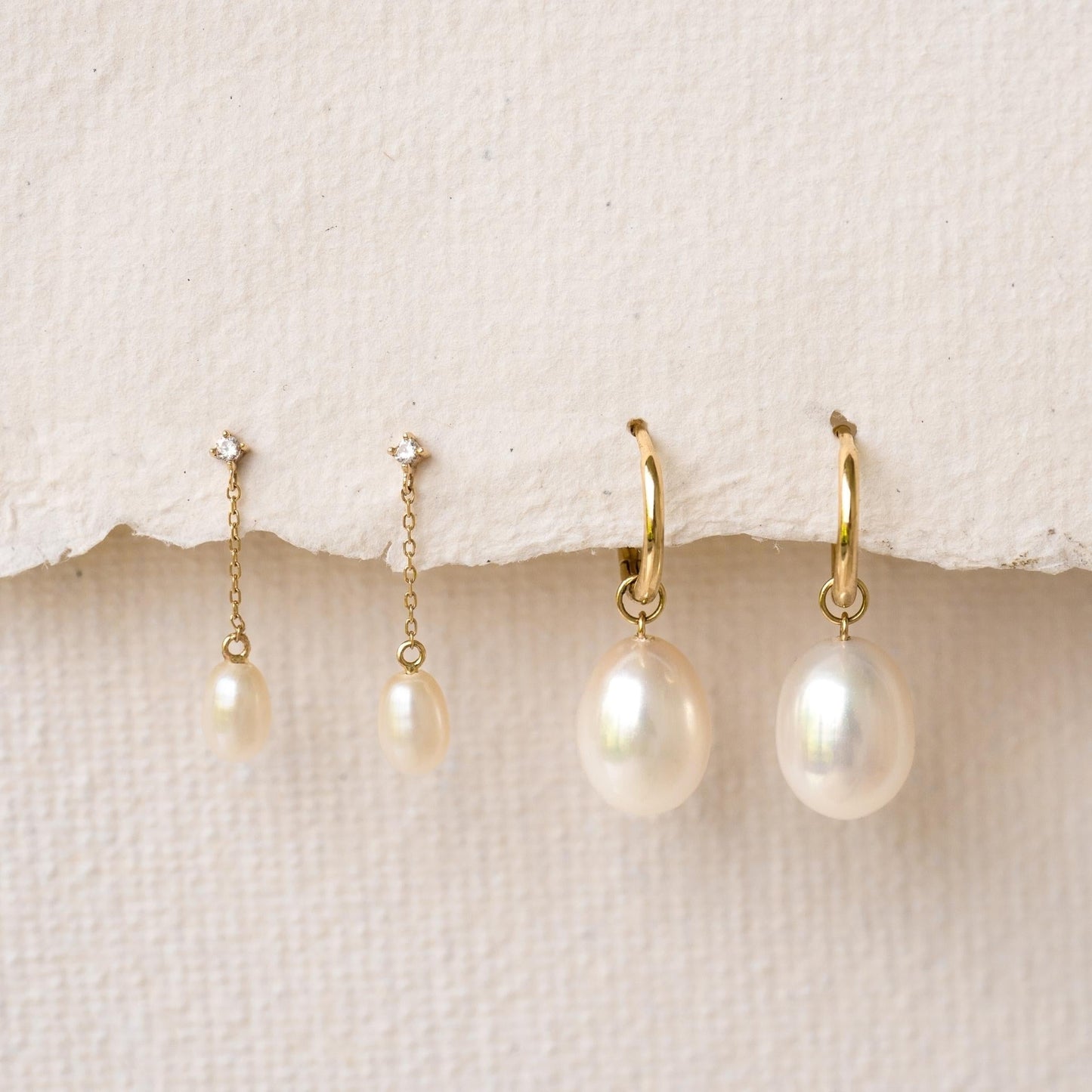 14k Gold Pearl Drop Earrings - Valeria