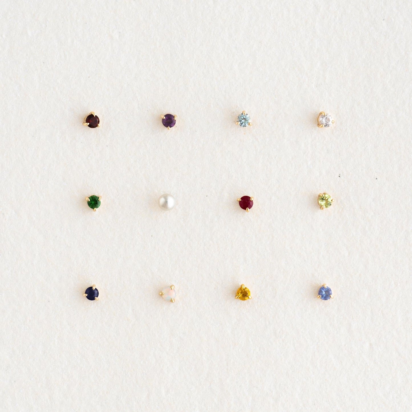 September Birthstone Stud Earrings 14k Gold - Blue Sapphire