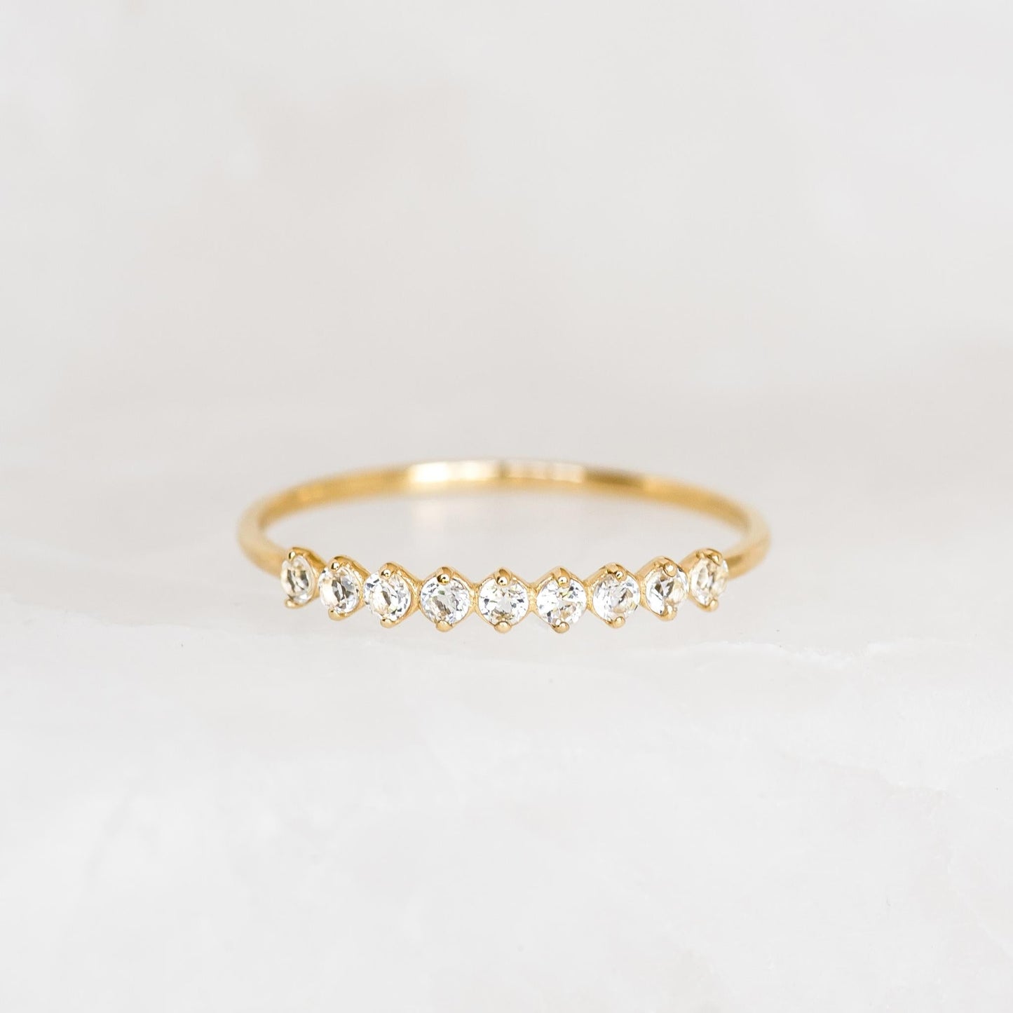 April Birthstone Ring 14k Gold - White Topaz