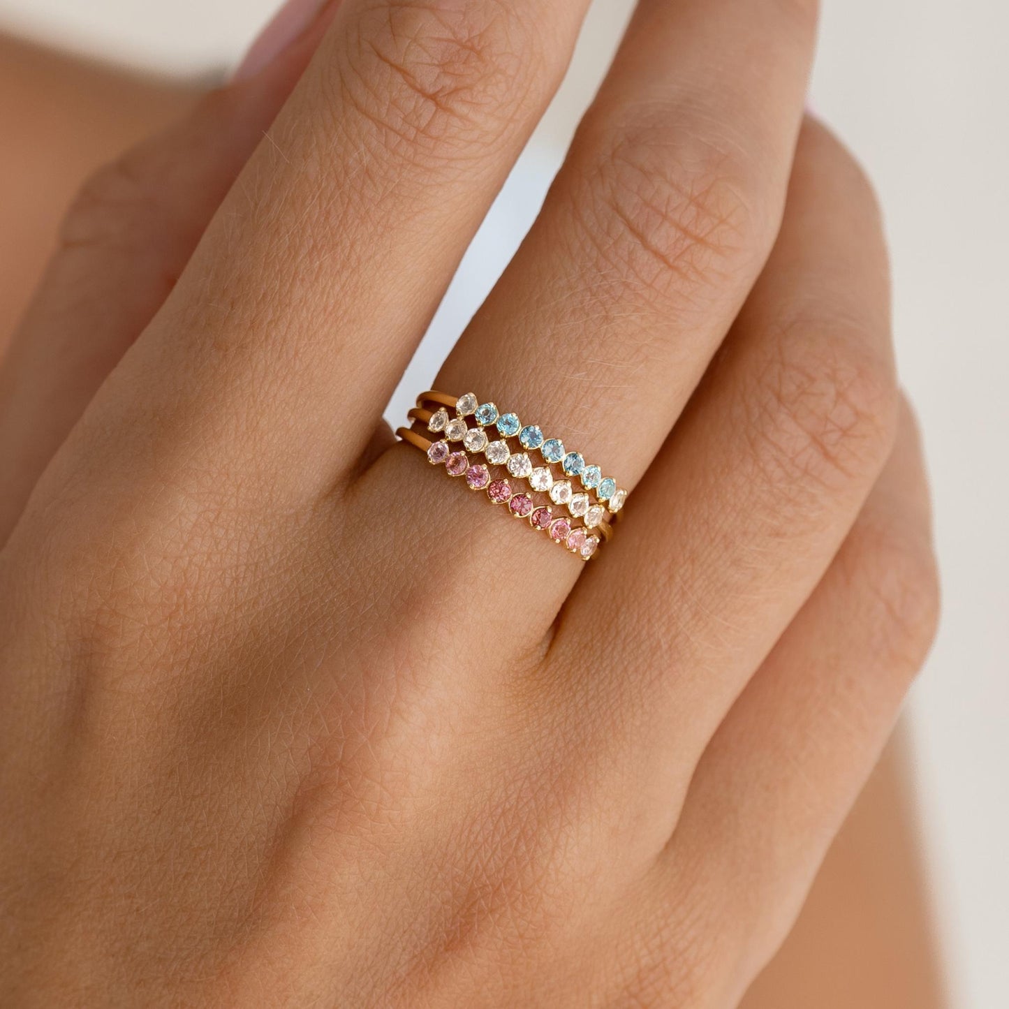April Birthstone Ring 14k Gold - White Topaz