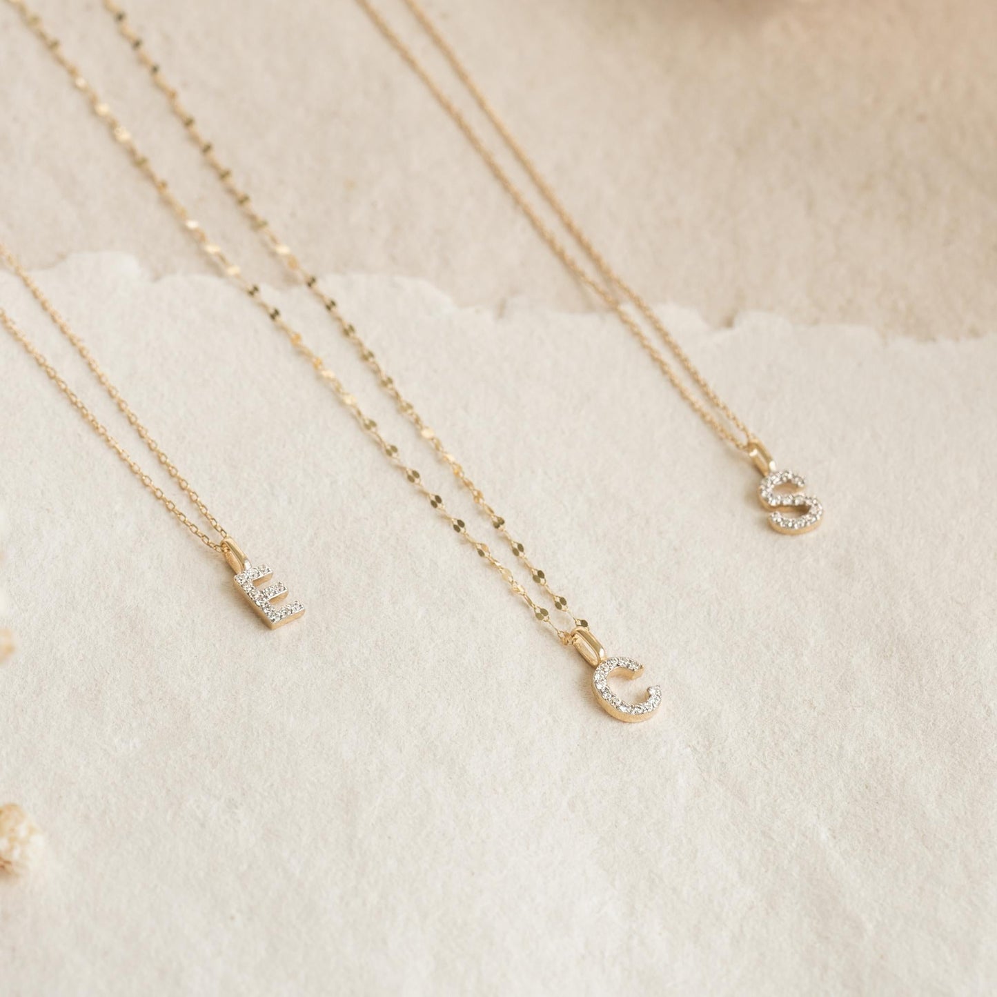 Diamond Initial Pendant 14k Gold - C