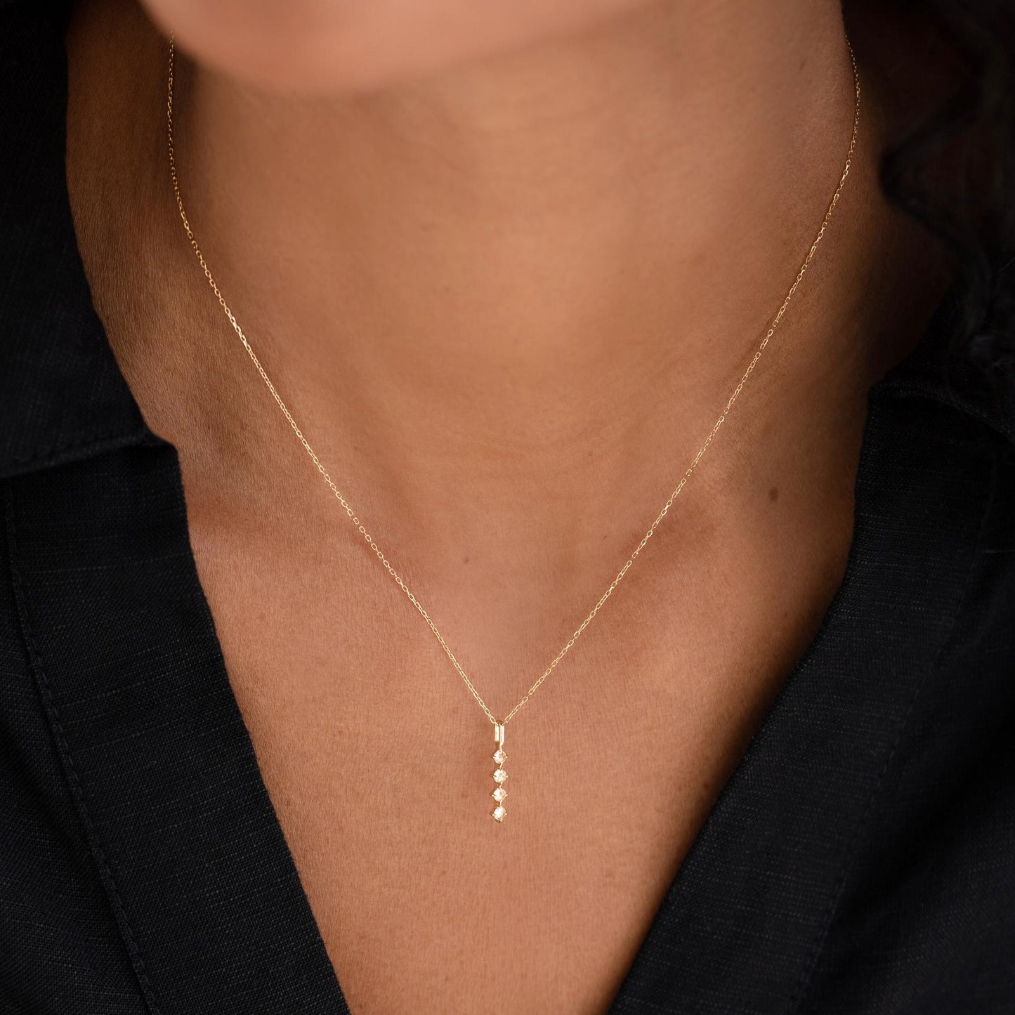 Diamond Drop Pendant 14k Gold