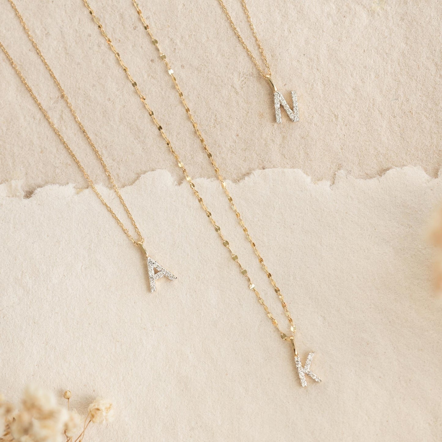 Diamond Initial Pendant 14k Gold - H