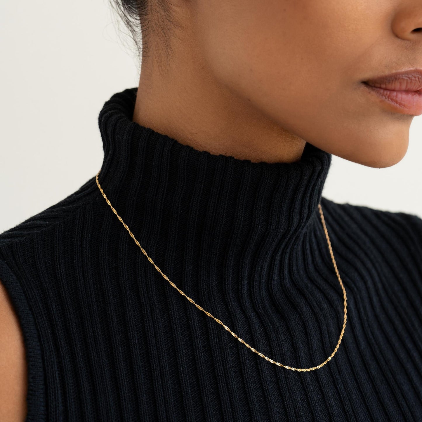14k Gold Singapore Chain Necklace - Saskia