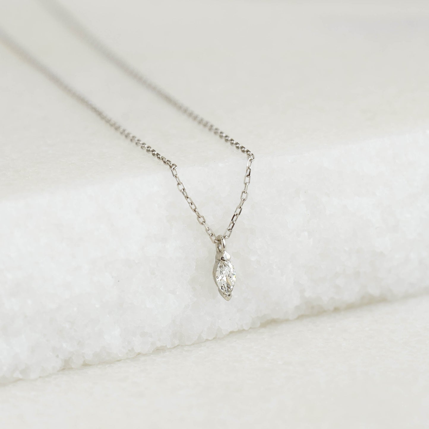Marquise Diamond Necklace White Gold - Aletta