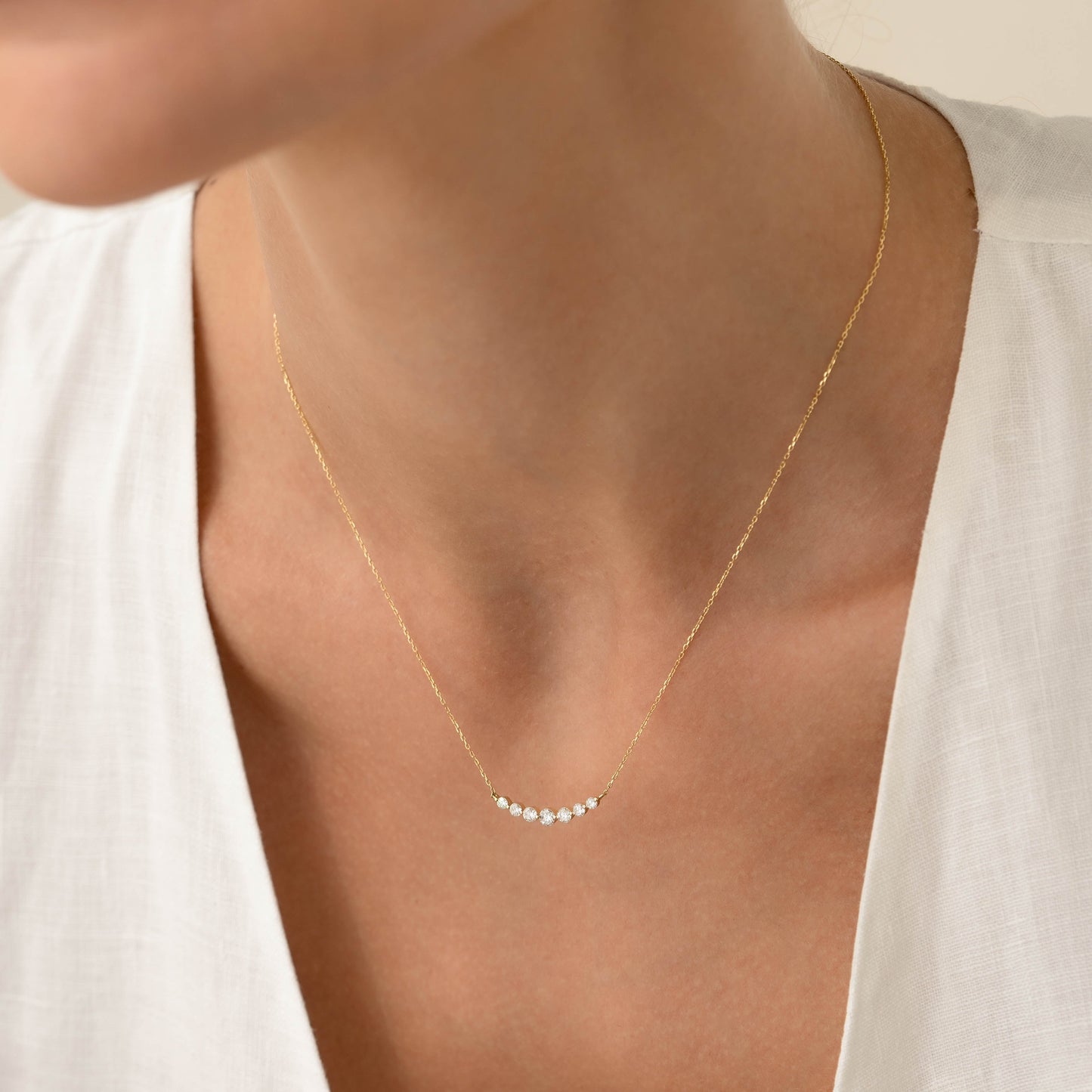 Graduated Diamond Necklace 14k Gold - Caterina