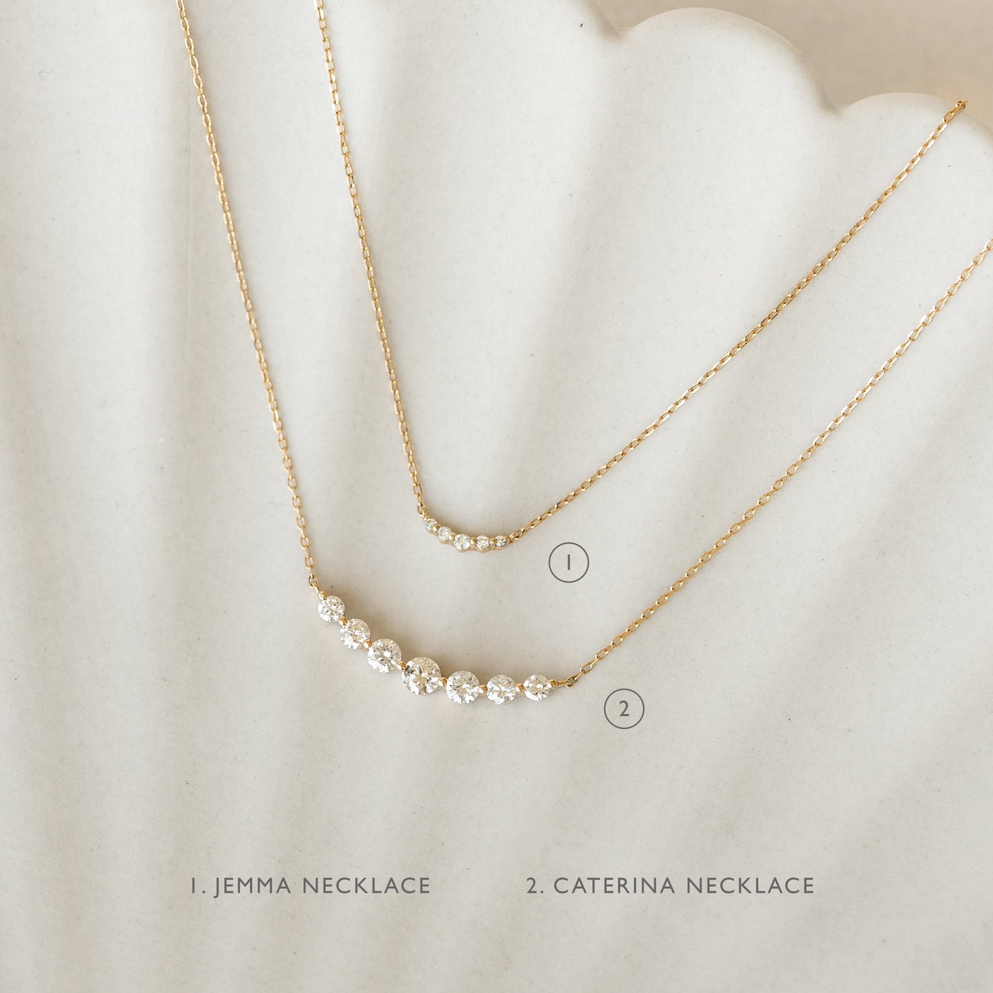 Graduated Diamond Necklace 14k Gold - Caterina