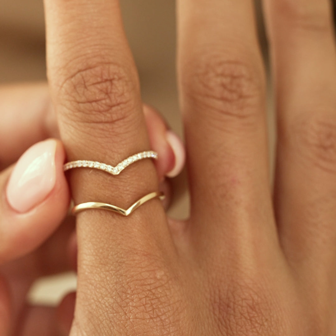 Diamond V Ring 14k Gold - Sanne