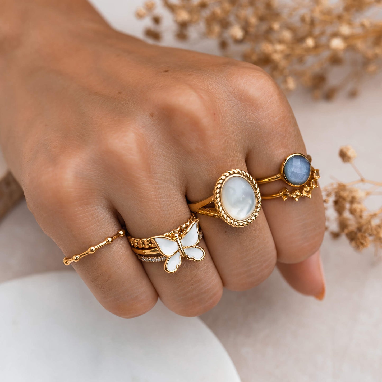 Beaded Ring Silver - Ragnhild