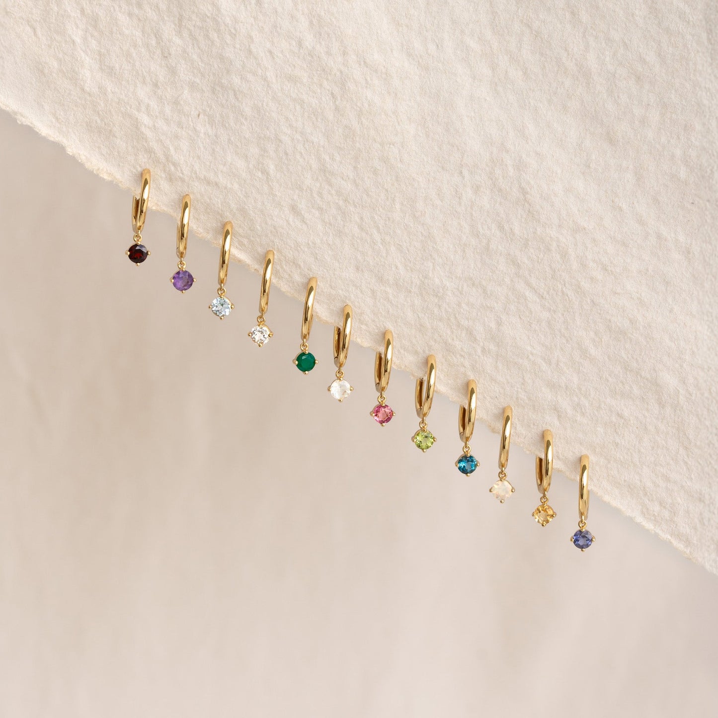 September Birthstone Drop Huggie Earrings - London Blue Topaz
