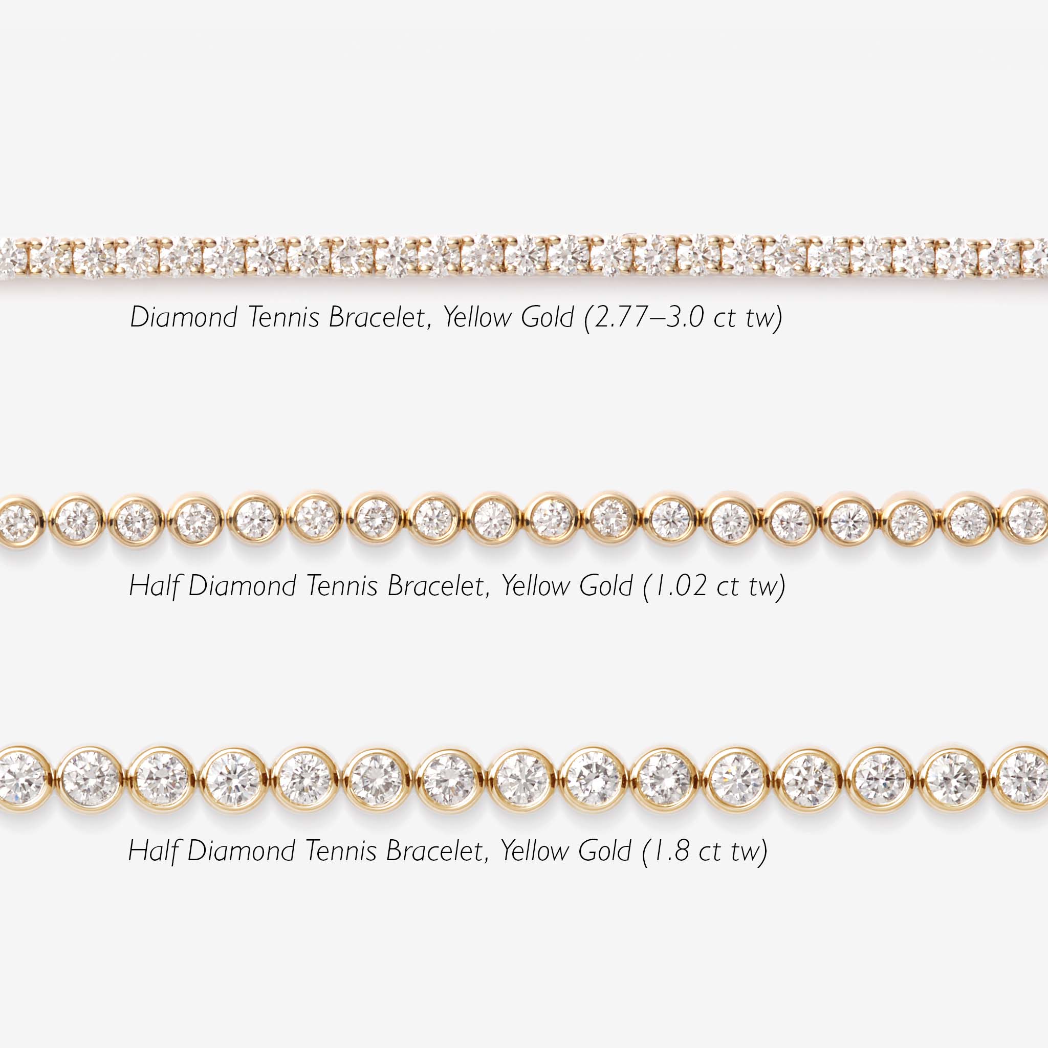 Half Diamond Tennis Bracelet 14k Yellow Gold (1.02 ct tw)