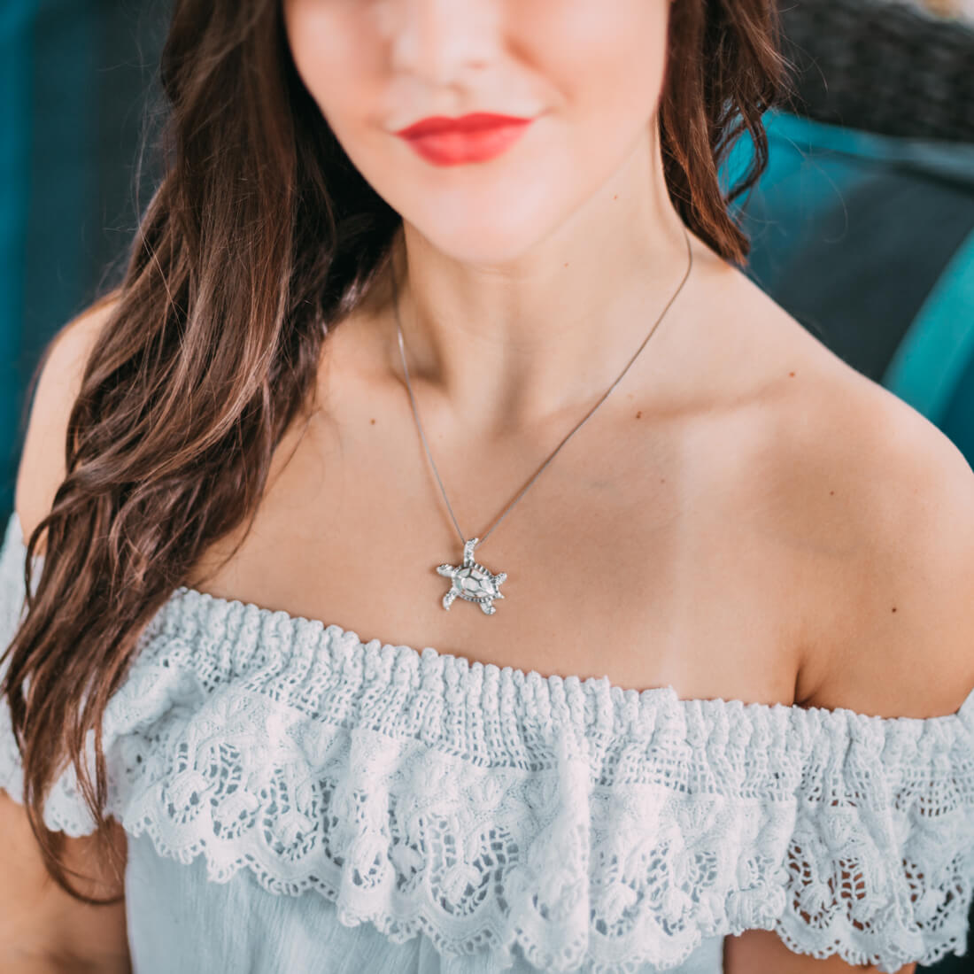 White Turtle Necklace
