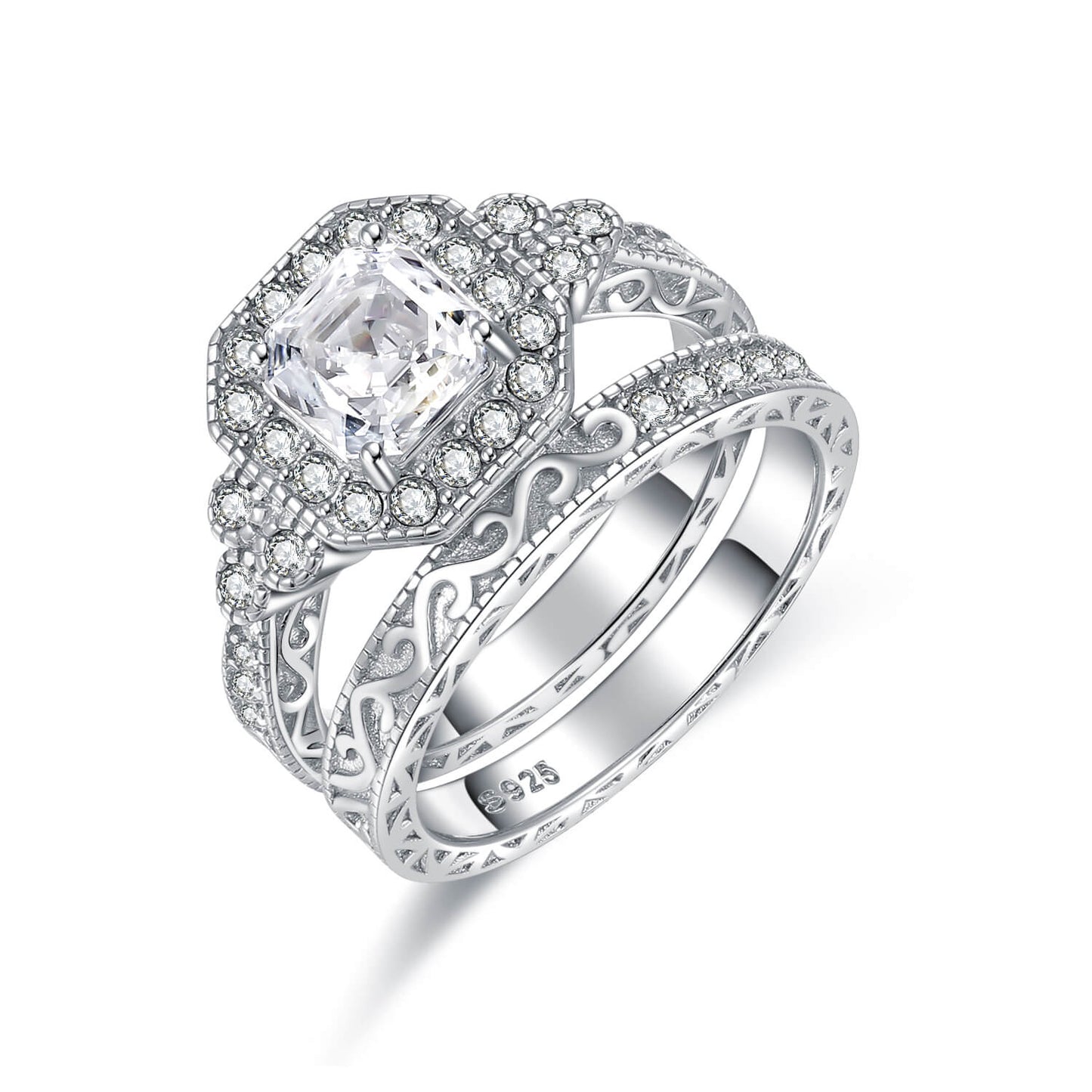 Asscher Cut Engagement Ring Set