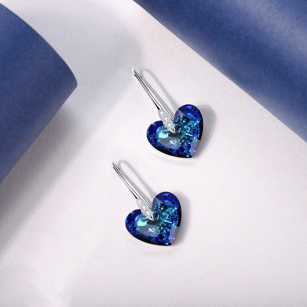 Blue Heart Drop Earrings