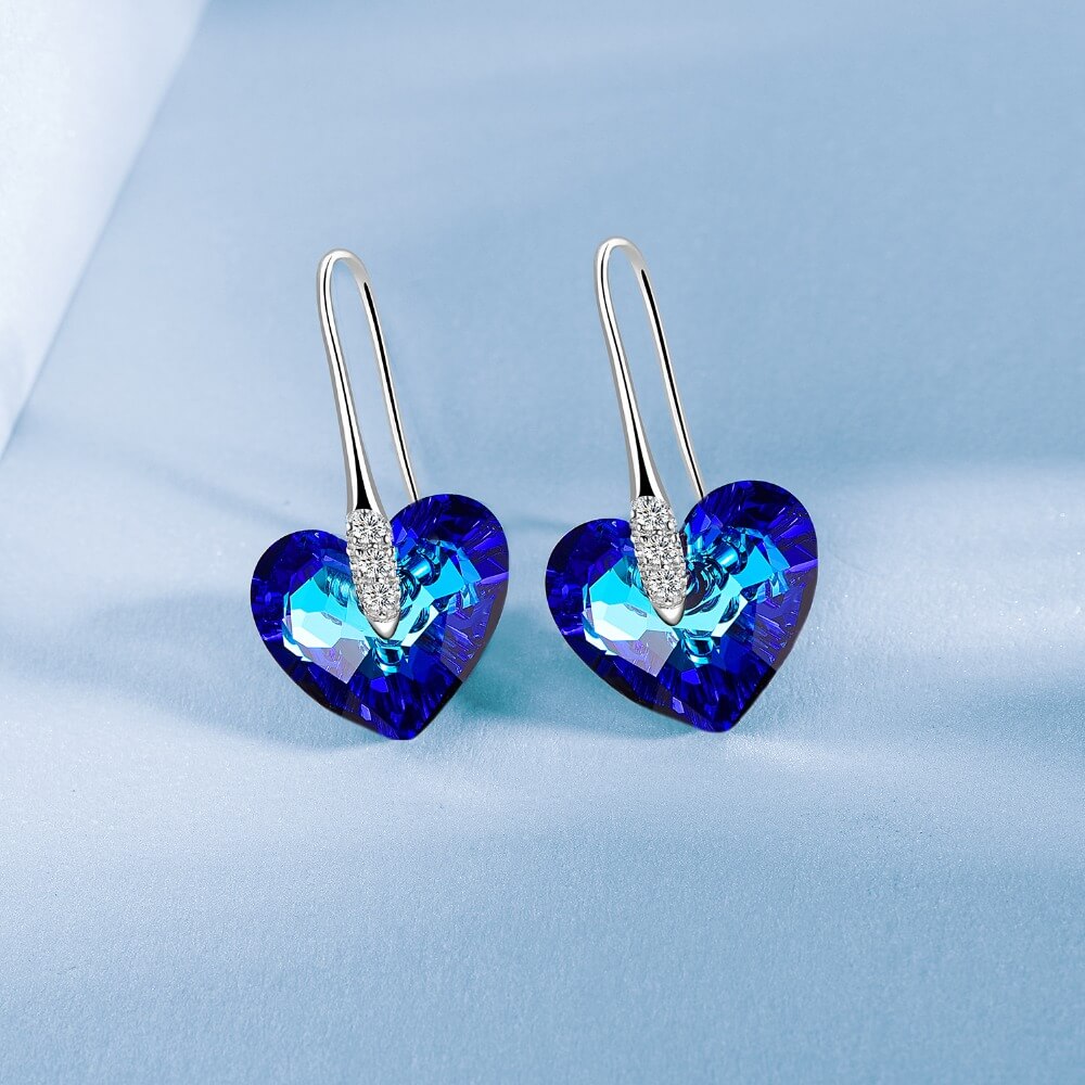 Blue Heart Drop Earrings