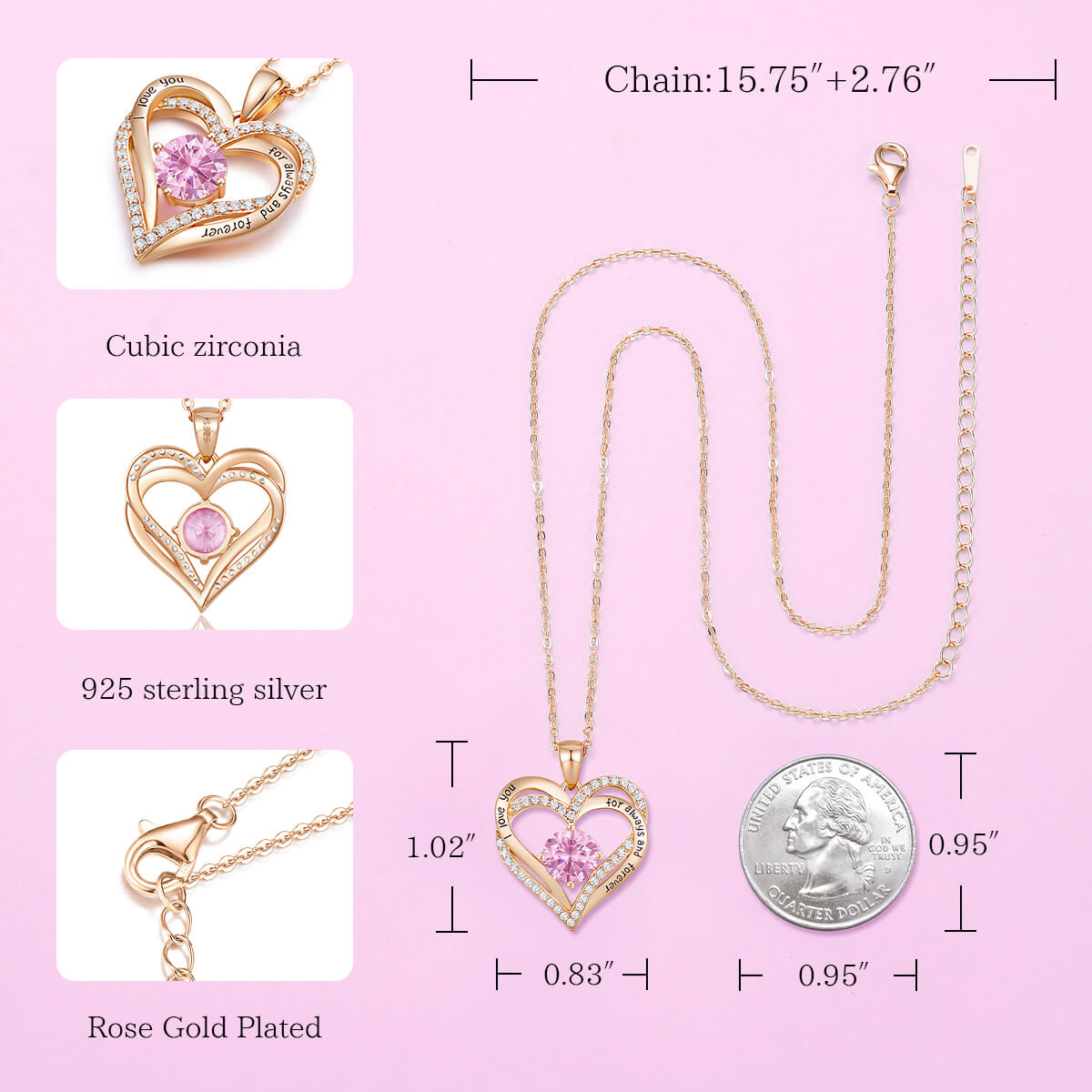 October Rose Gold Birthstone Necklace