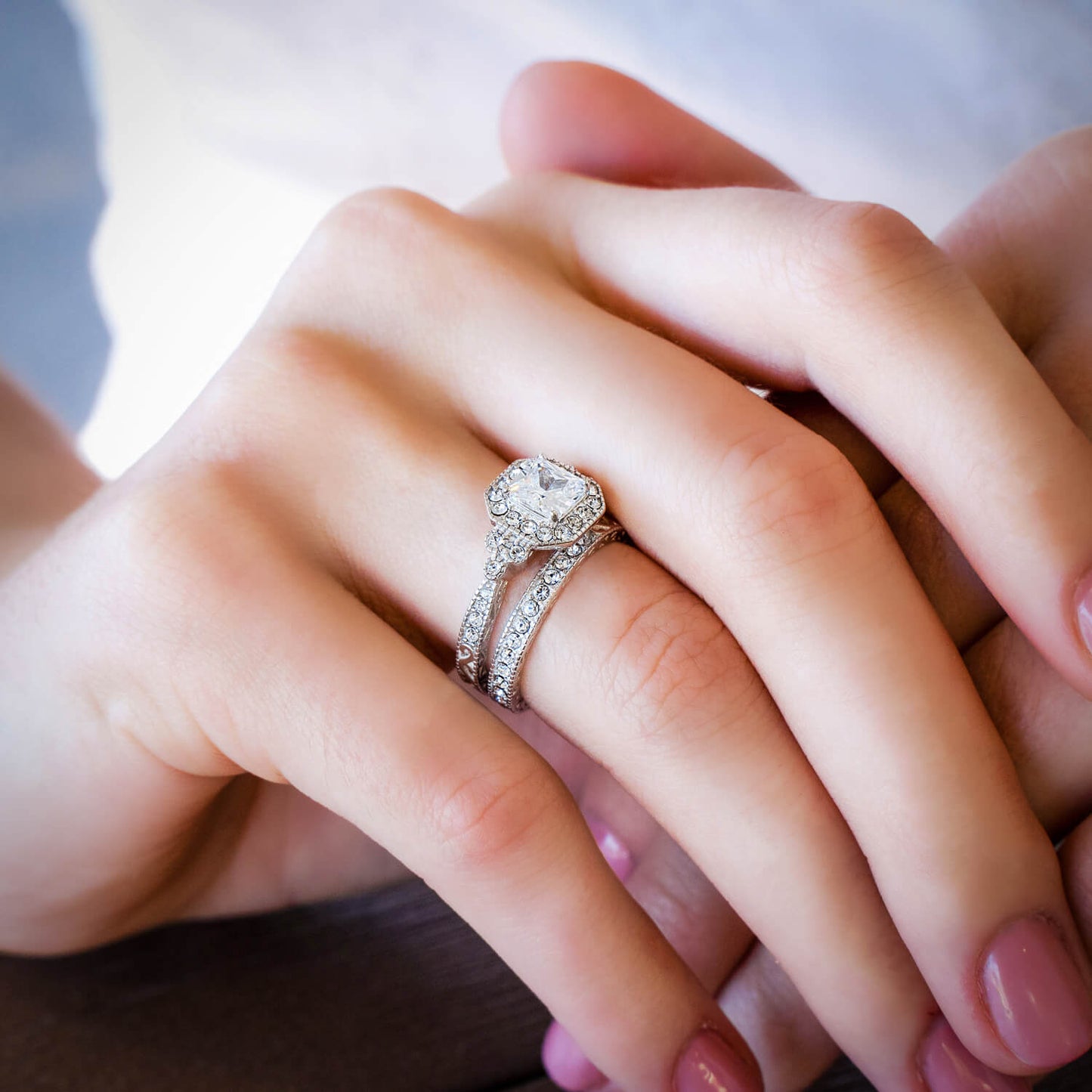 Asscher Cut Engagement Ring Set
