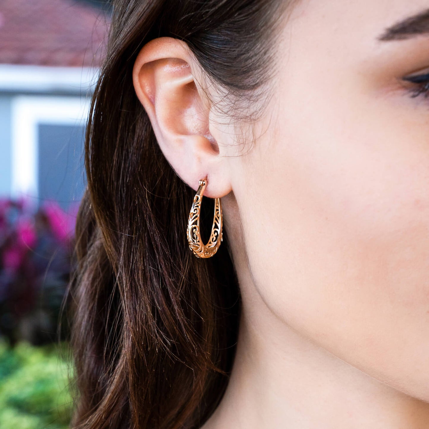 Gold Filigree Hoop Earrings