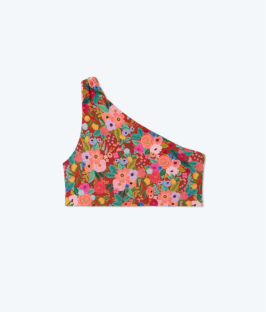 The Ruched Sidestroke Bikini Top - Garden Party in Rust