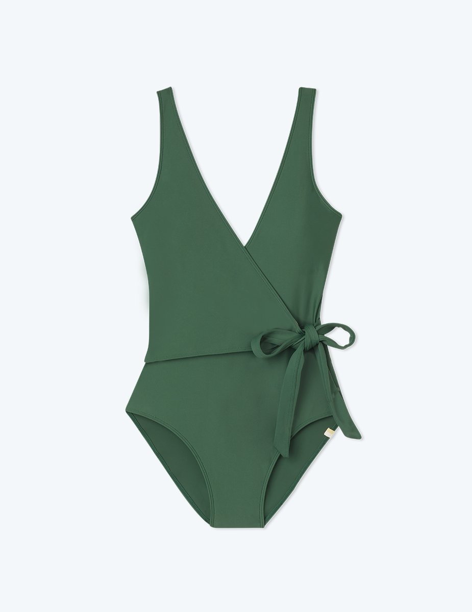 The Long Torso Perfect Wrap One Piece - Olive