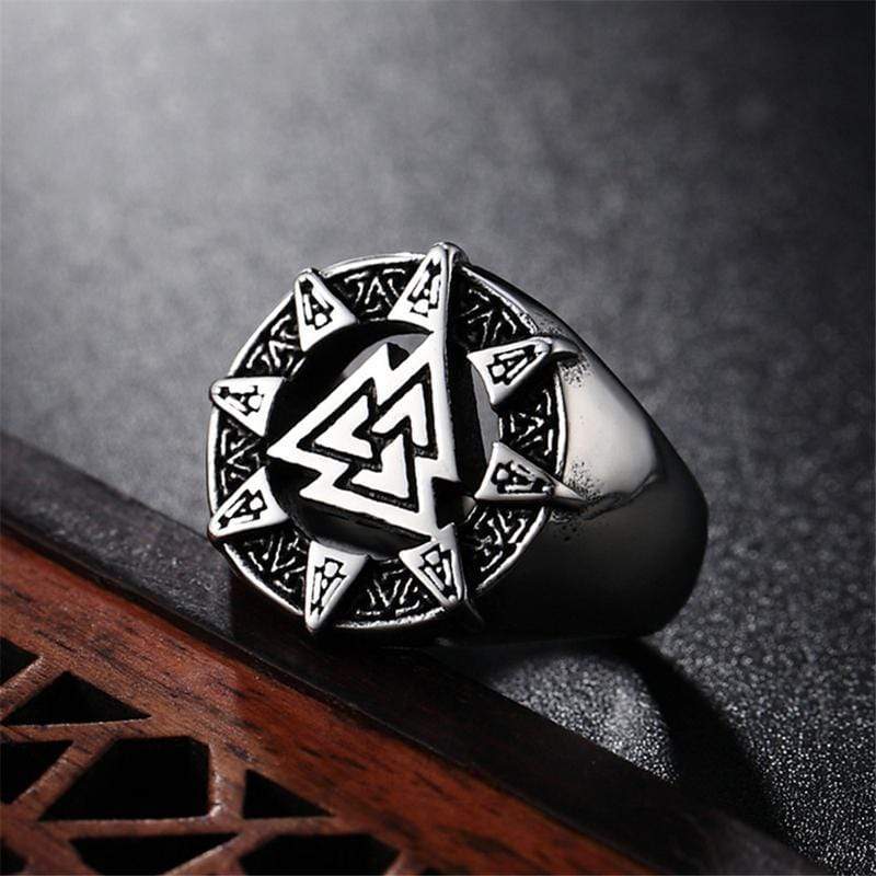 NORDIC VIKING TRIANGLE SYMBOL STAINLESS STEEL RING
