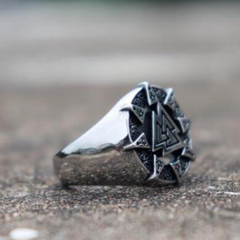 NORDIC VIKING TRIANGLE SYMBOL STAINLESS STEEL RING