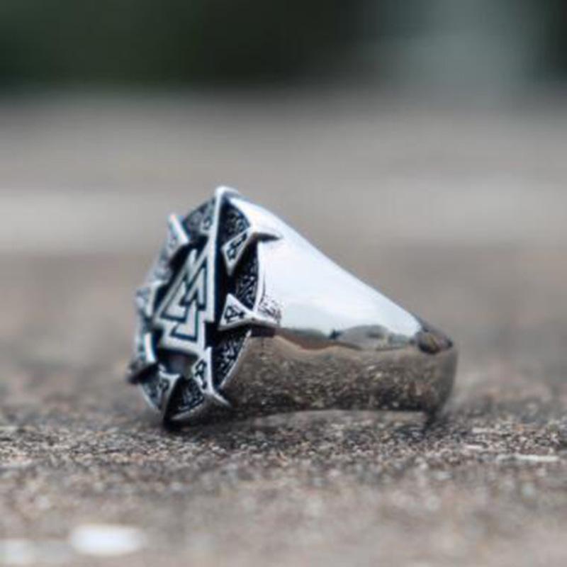 NORDIC VIKING TRIANGLE SYMBOL STAINLESS STEEL RING